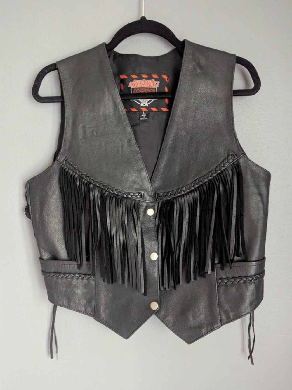Milwaukee Leather Black Leather Fringe Vest